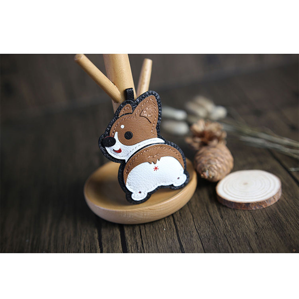 POPSEWING® Sheep Leather Corgi Dog Keychain DIY Kit