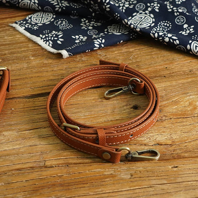 Bag accessories, brown leather adjustable strap | Solid brass eye hook