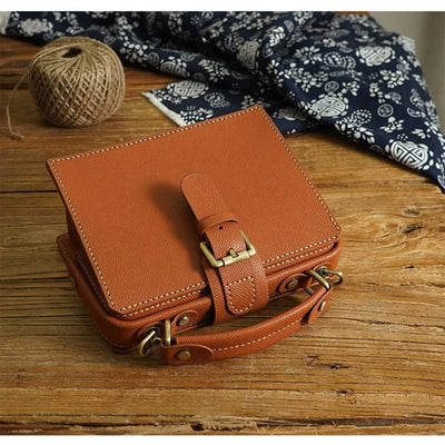 Brown leather handbag crossbody bag | Top handle handbag brown | POPSEWING™