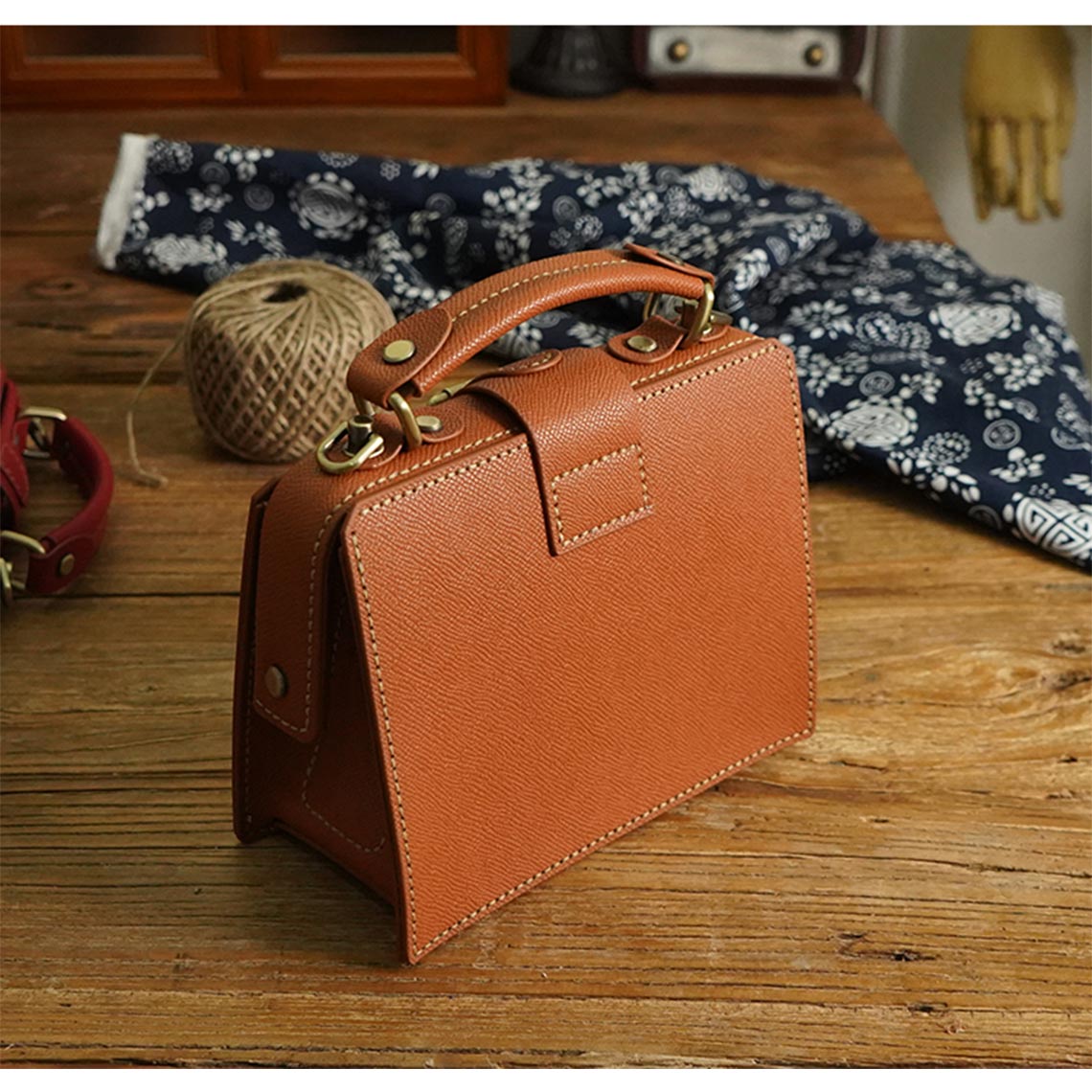 Mini handbags with top handle for women | Clasp closure handbag brown DIY handbag kit - POPSEWING™