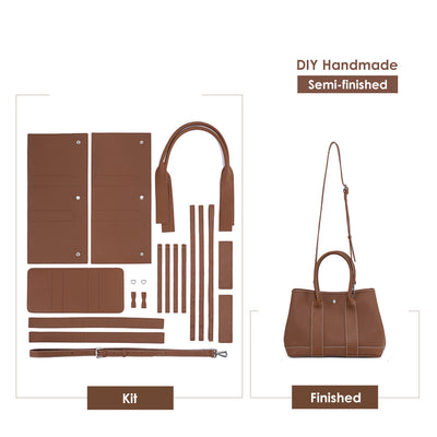 Garden Party Bag - Brown Top Grain Leather Handbag DIY Kit | POPSEWING™ 
