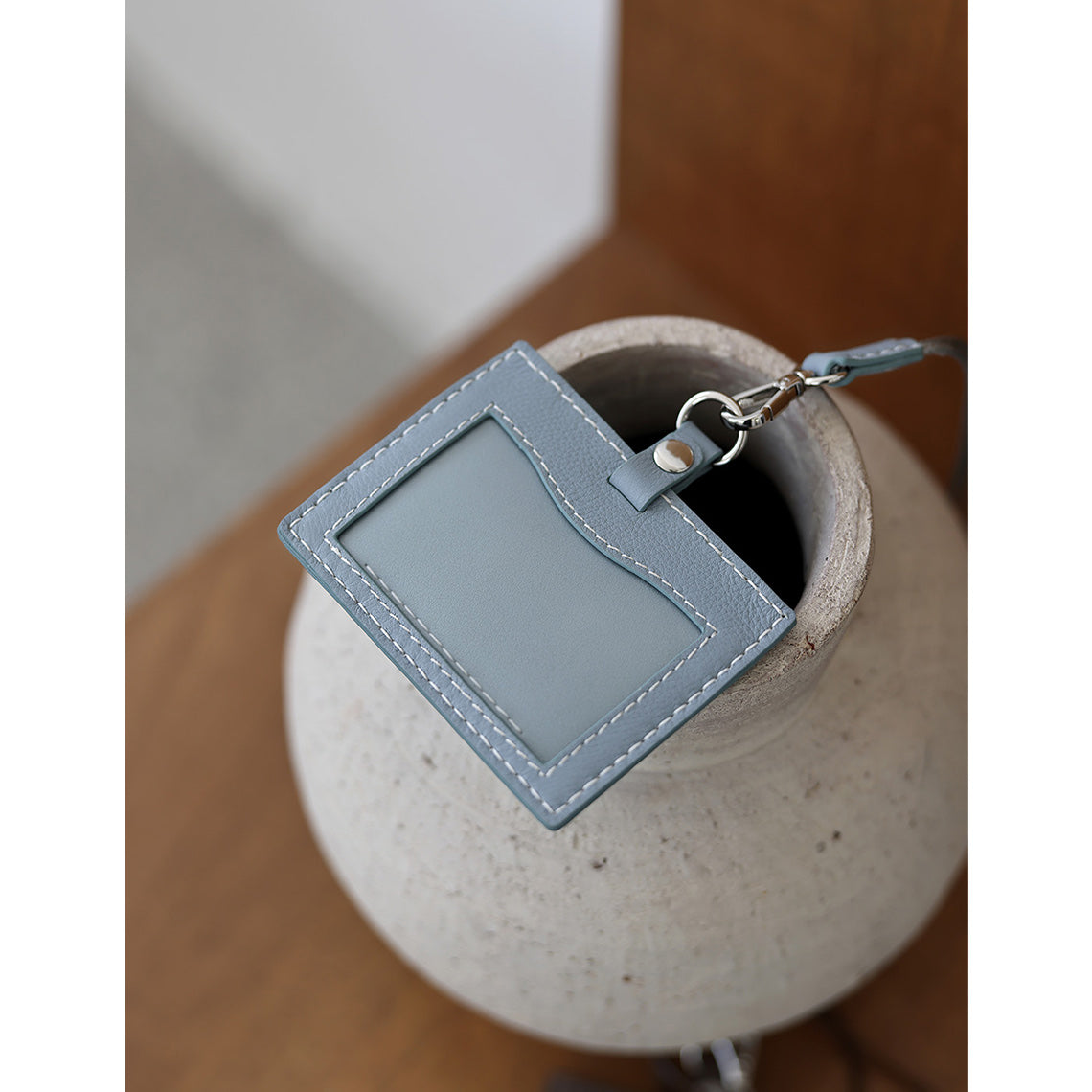 Blue Leather ID Card Holder with Lanyard - POPSEWING™ DIY Kits