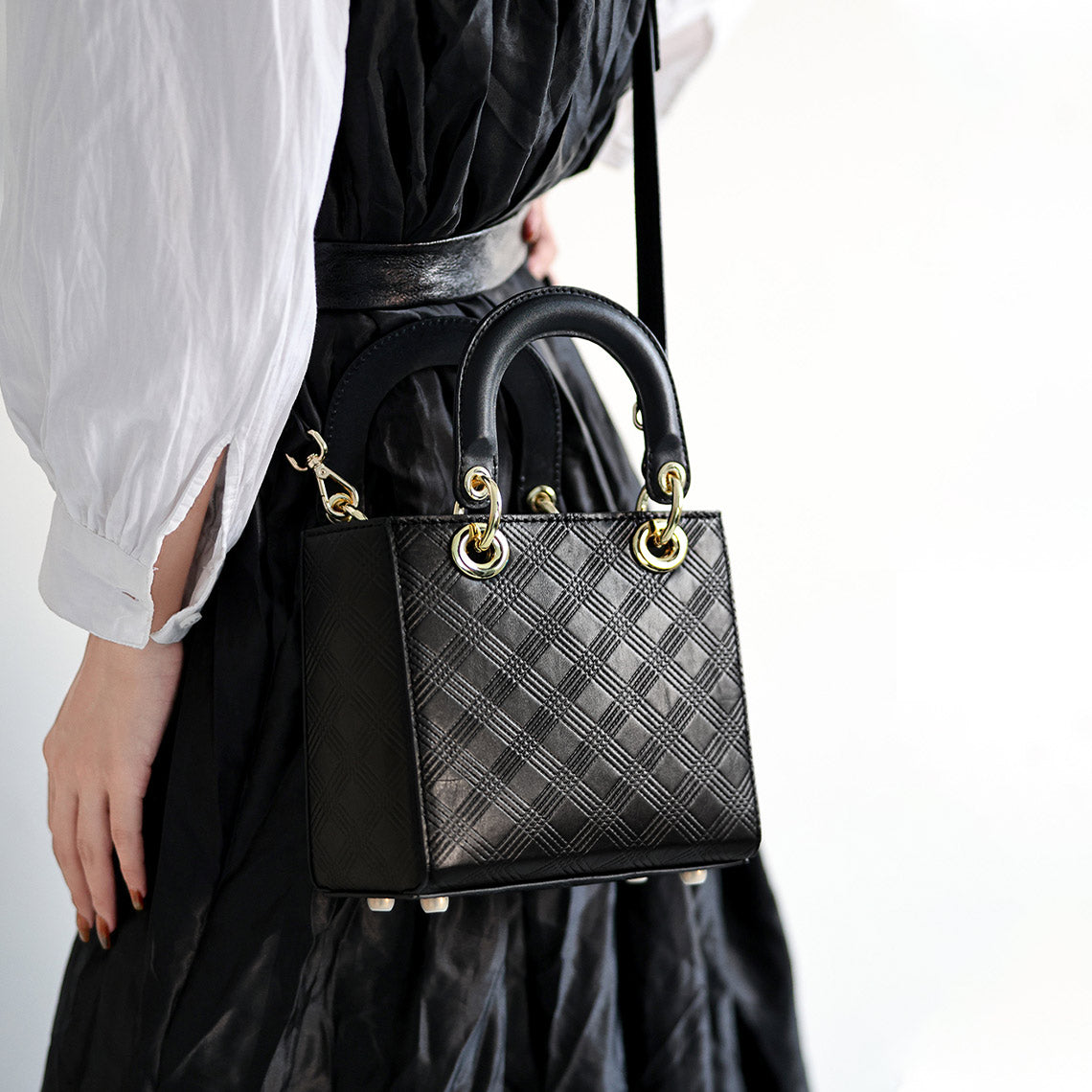 Handmade Leather Tote Handbag Black for Women | Inspired Designer Lady Handbag - POPSEWING™
