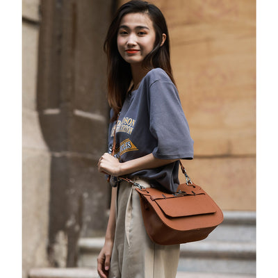 Brown Leather Crossbody Bag for Women | Brown Jypsiere Bag Handmade - POPSEWING™