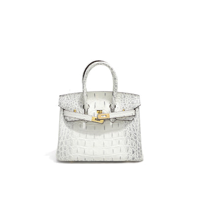 Designer Handbag | Crocodile Embossed Leather Luxury Inspired Birkin Bag
