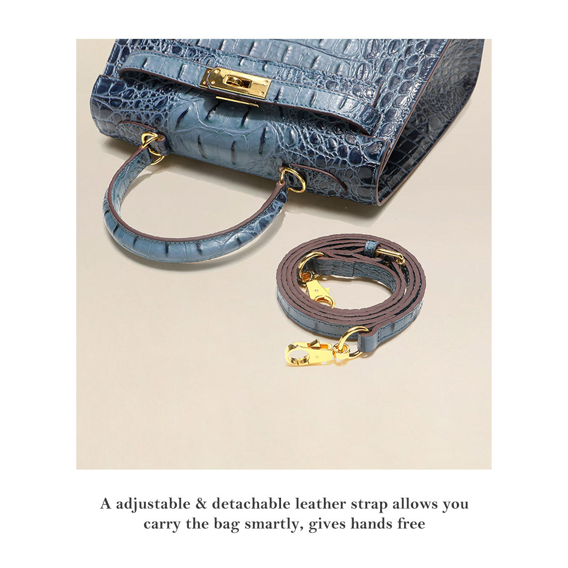 Crocodile Embossed Leather Inspired Kelly Bag