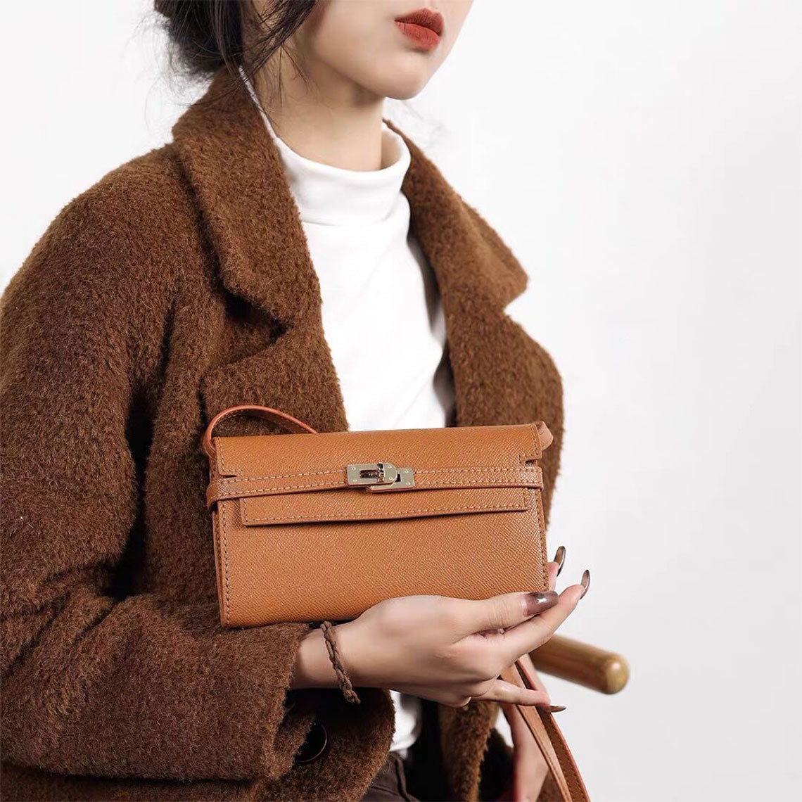 DIY Leather Wallet Kit | Brown Leather Wallet Inspired Designer Kelly to Go Wallet - POPSEWING™