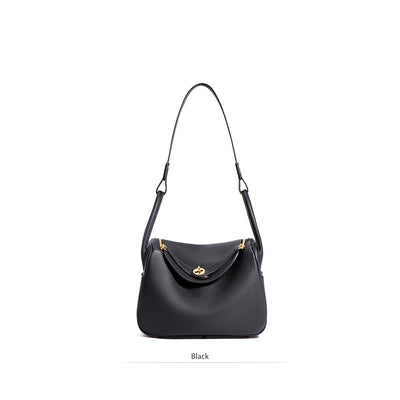 Black Leather Handbag | Inspired Leather Lindy Handbag in Black - POPSEWING™