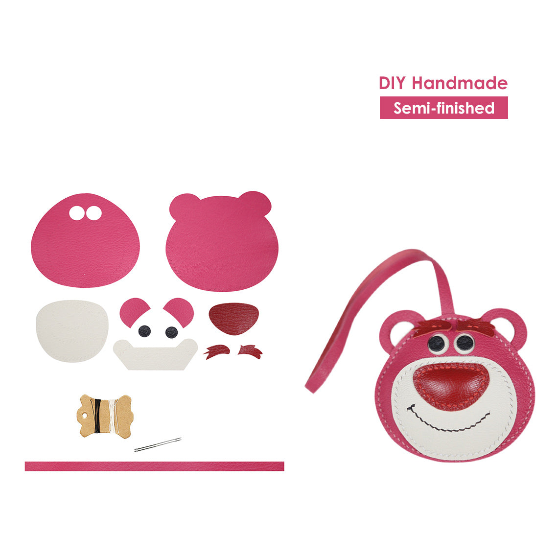 DIY Keychain Making Kit | Pink Teddy Bear Hugger Bag Charm - POPSEWING™