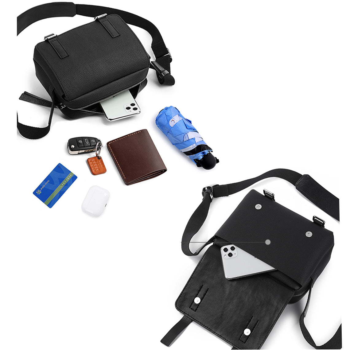 POPSEWING® Top Grain Leather Men Mini Messenger Bag DIY Kit
