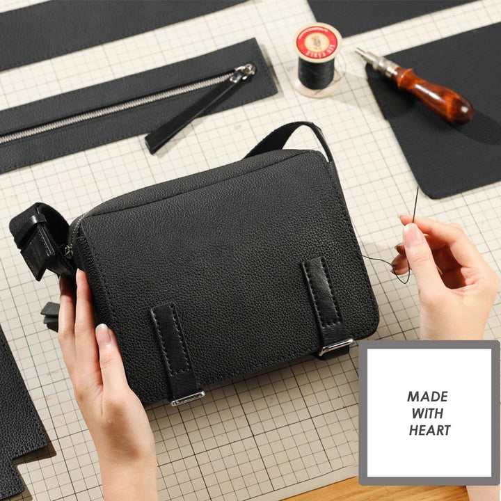 POPSEWING® Top Grain Leather Men Mini Messenger Bag DIY Kit