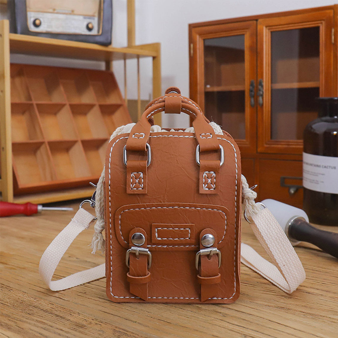 【MAISON MINED】24FW★ DRAW STRING SHOULDER BAG SMALL Vegan Leather Mini Crossbody Messenger Bag DIY Kit