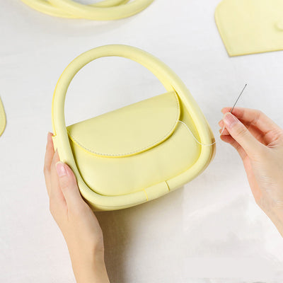 Handsewn Top handles Mini Hobo Bag Yellow - DIY Leathercrafts - POPSEWING™