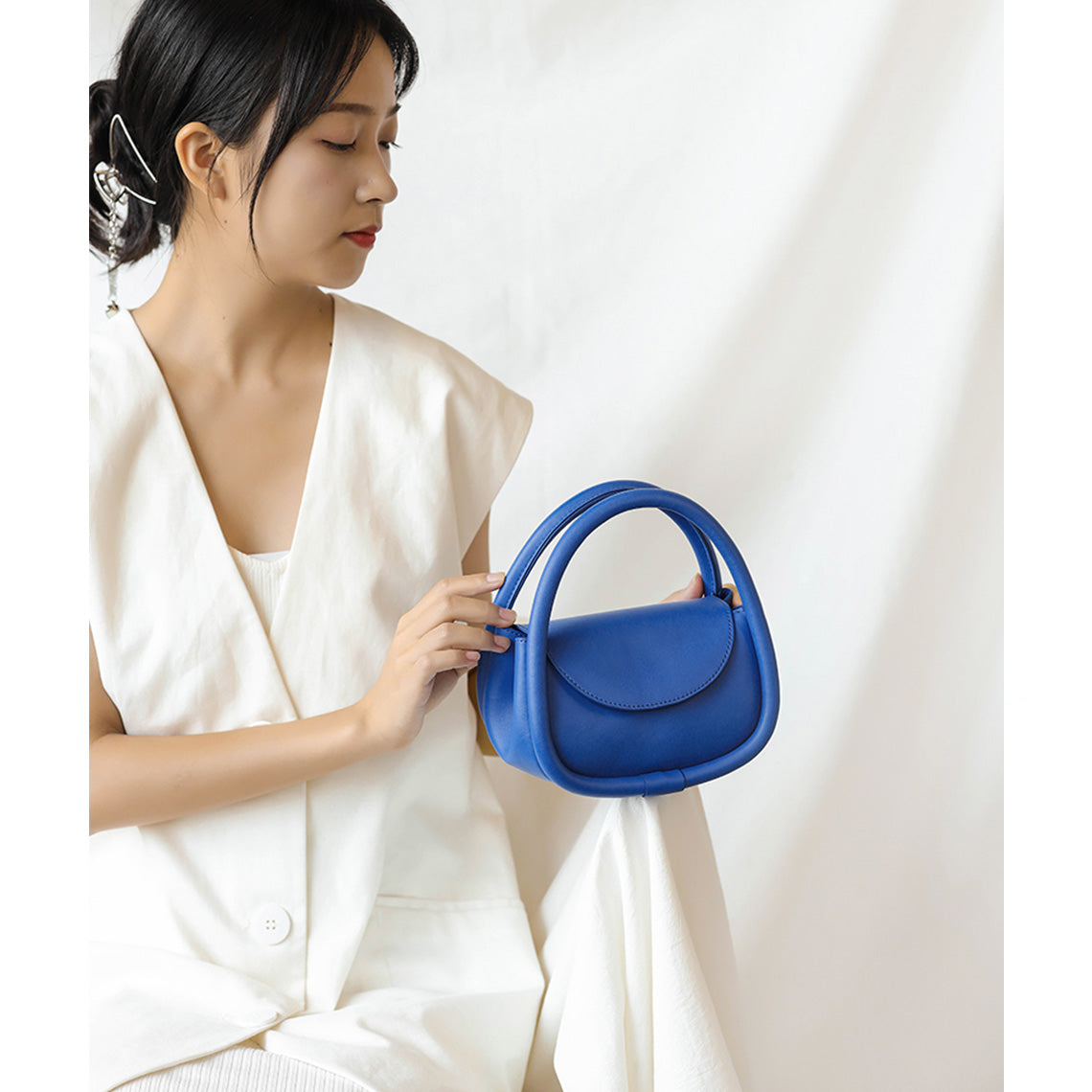 Handsewn Mini Fashion Hobo Handbag Blue - POPSEWING™