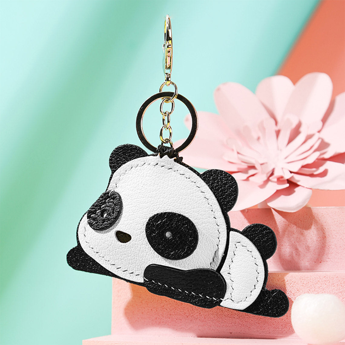 Handmade Lambskin Panda Keyring | Cute Keychain Bag Charm for Panda Lovers - POPSEWING™