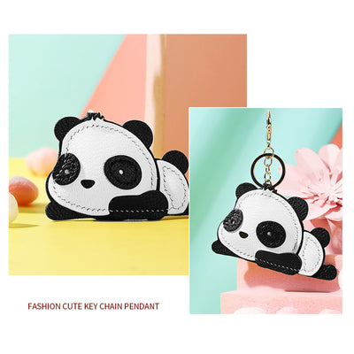 Cute Leather Panda Keychain Pendant | Handmade Panda Keyring - POPSEWING™