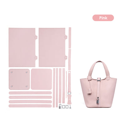 Pink leather tote bag for girls | Leather bag making kit for beginners - POPSEWING™