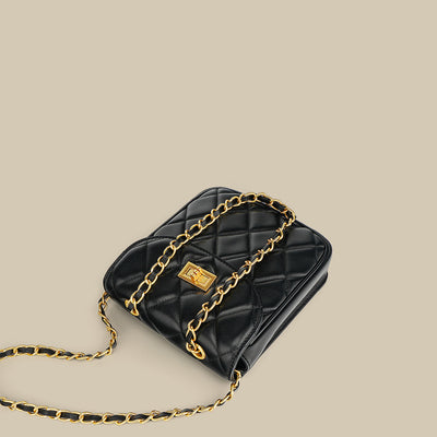 Small Quilted Leather Smartphone Crossbody Bag | White & Black