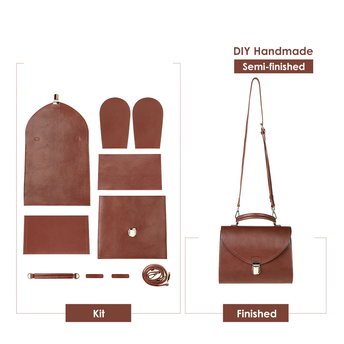 DIY Handbag Kit | Leather Crossbody Bag DIY Craft Kit for Adults - POPSEWING 