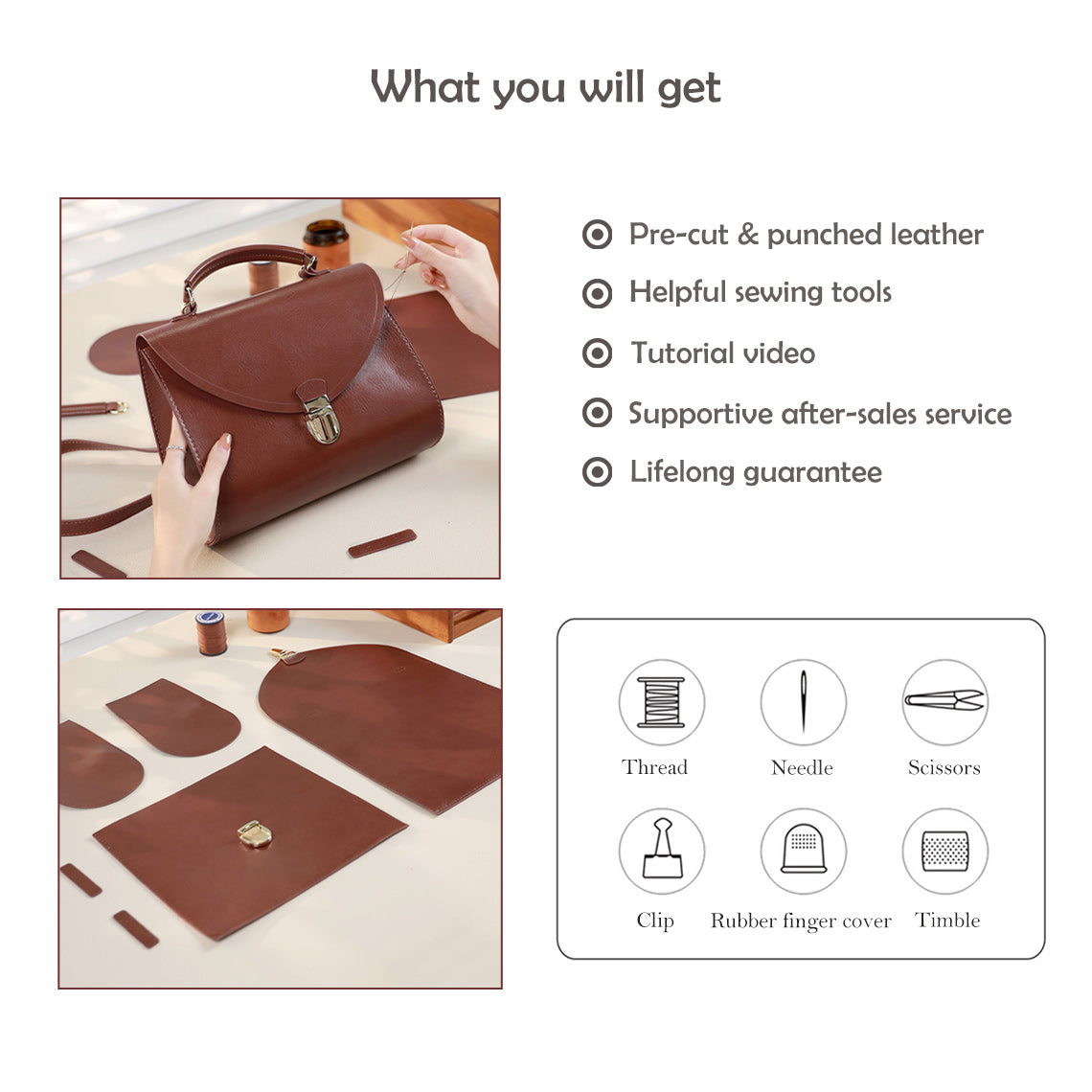 What's Included in a DIY Leather Crossbody Bag Kit | Starter Set Semi-finished Kit for Bag Making