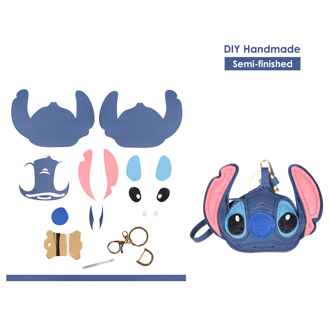 Alien Dog Stitch keychain/bag charm | DIY gift keychain kit leather | POPSEWING™