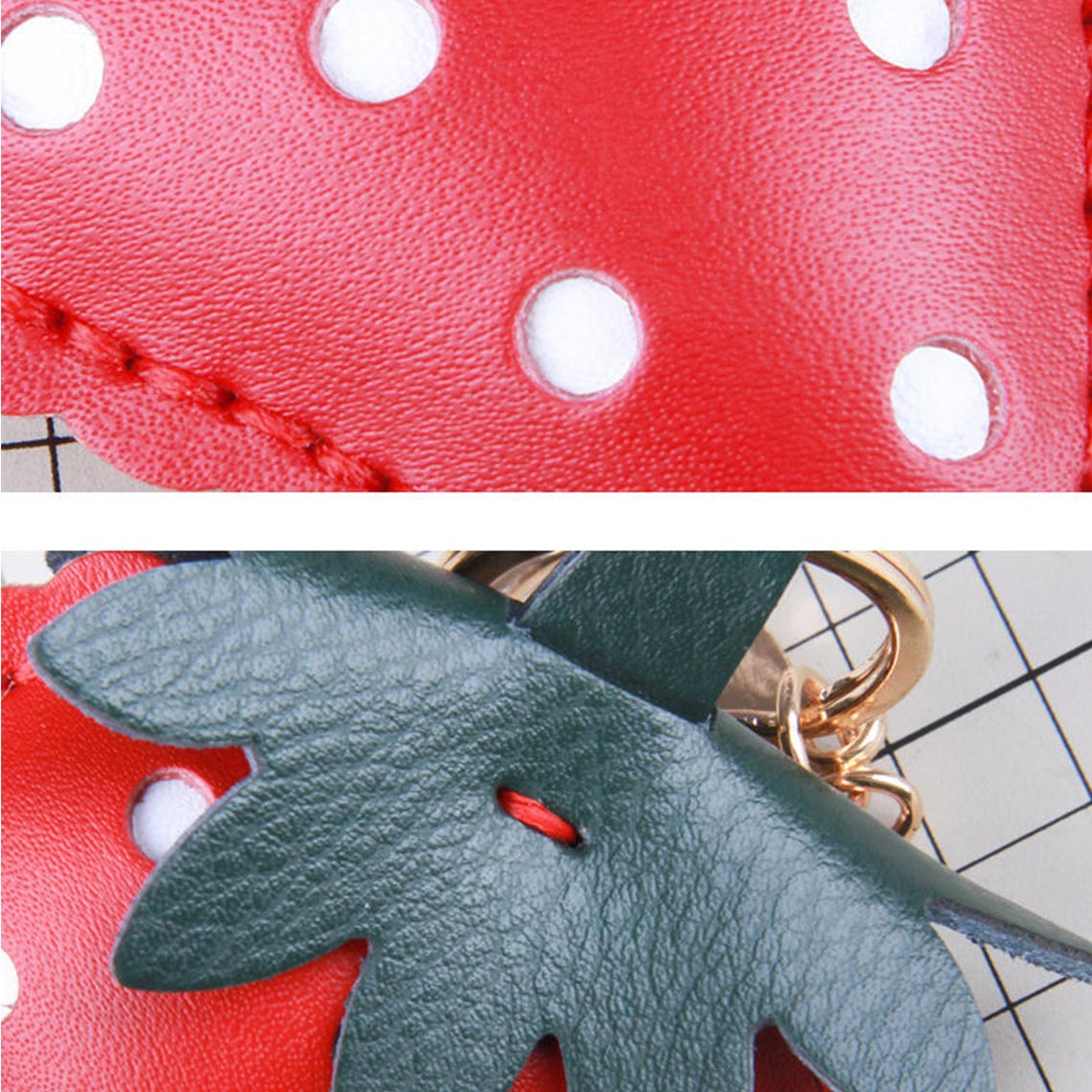 Leather DIY Strawberry Keychain - Strawberry Bag Charm | POPSEWING™
