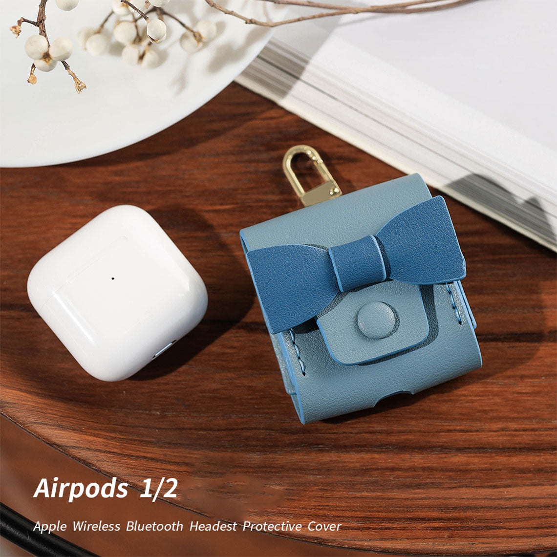 cool blue Airpods Case Pro keychain with a beautiful butterfly knot | POPSEWING™