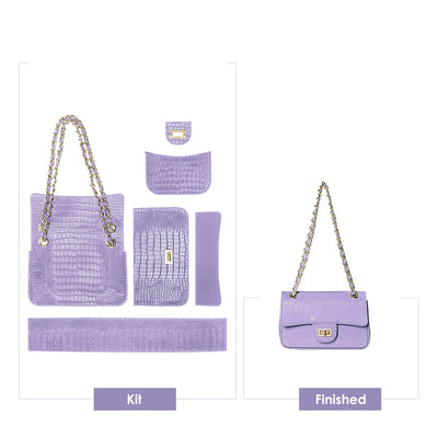Purple Lavender Leather Shoulder Bag Evening Bag for Women | DIY Crossbody Bag Kits - POPSEWING™