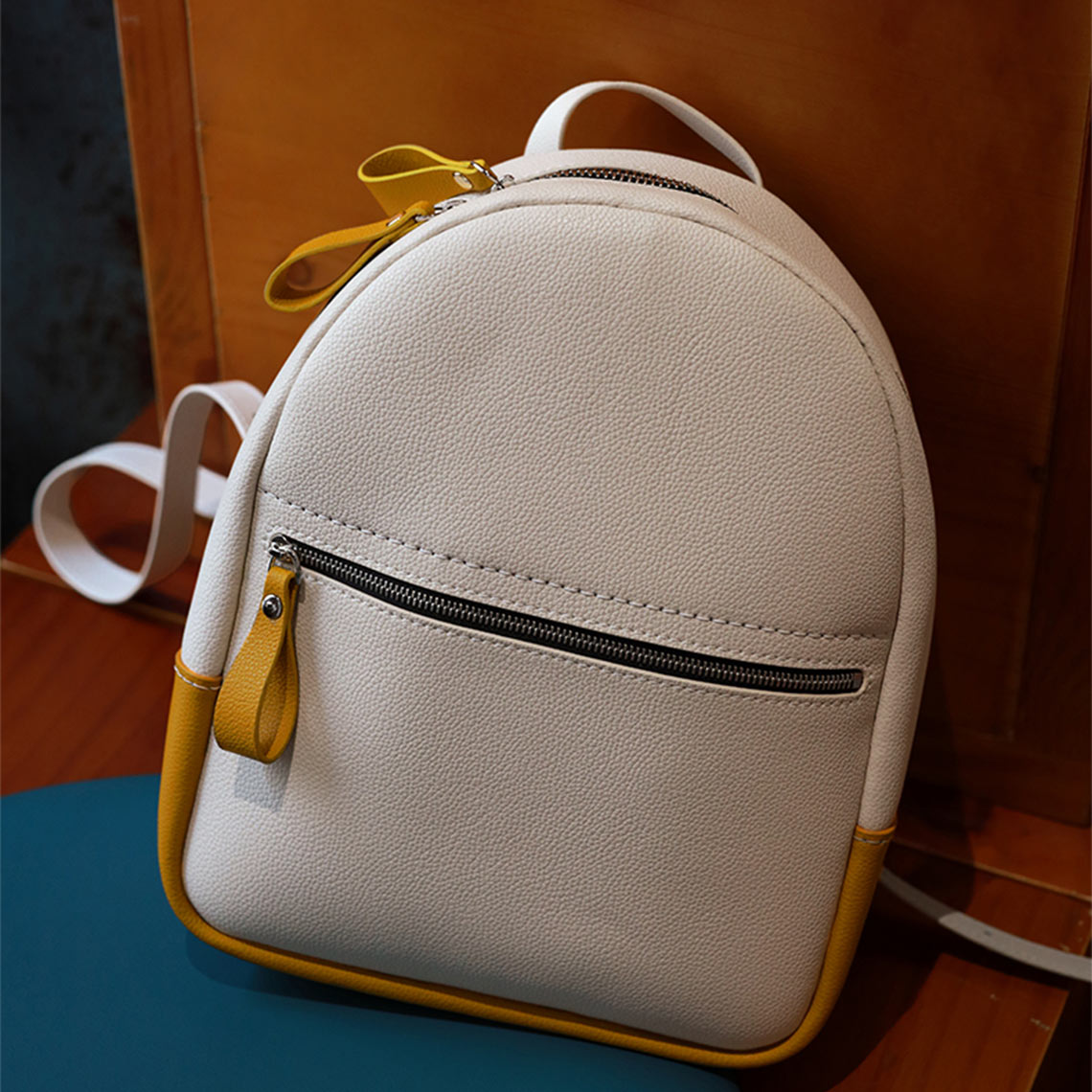 diy deluxe mini white backpacks POPSEWING® Leather Contrast Color Backpack DIY Kit