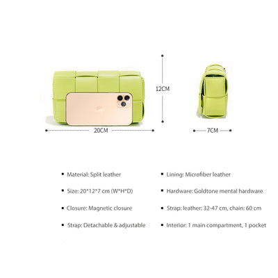 Small Intrecciato Leather Crossbody Bag Size - POPSEWING™