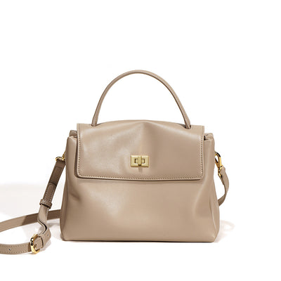 Beige Leather Handbags | Top Handle Crossbody Bag for Women - POPSEWING™