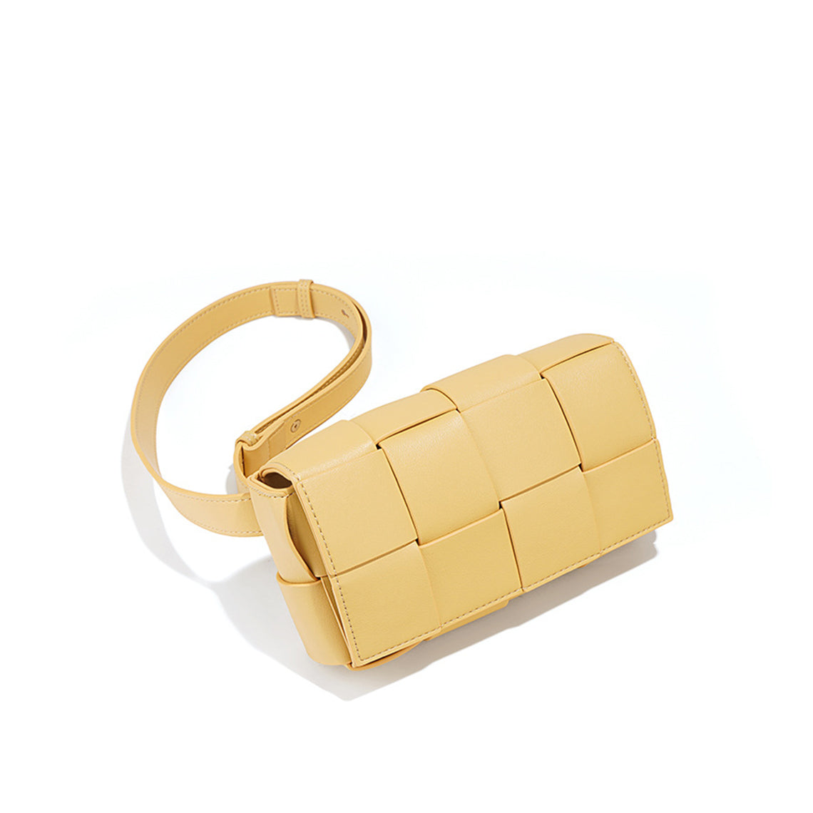 Woven Leather Bag in Cream Yellow | Small Intrecciato Shoulder Bag for Women - POPSEWING™