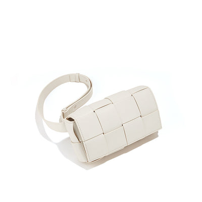 Woven Leather Bag in White | Small Intrecciato Shoulder Bag for Women - POPSEWING™