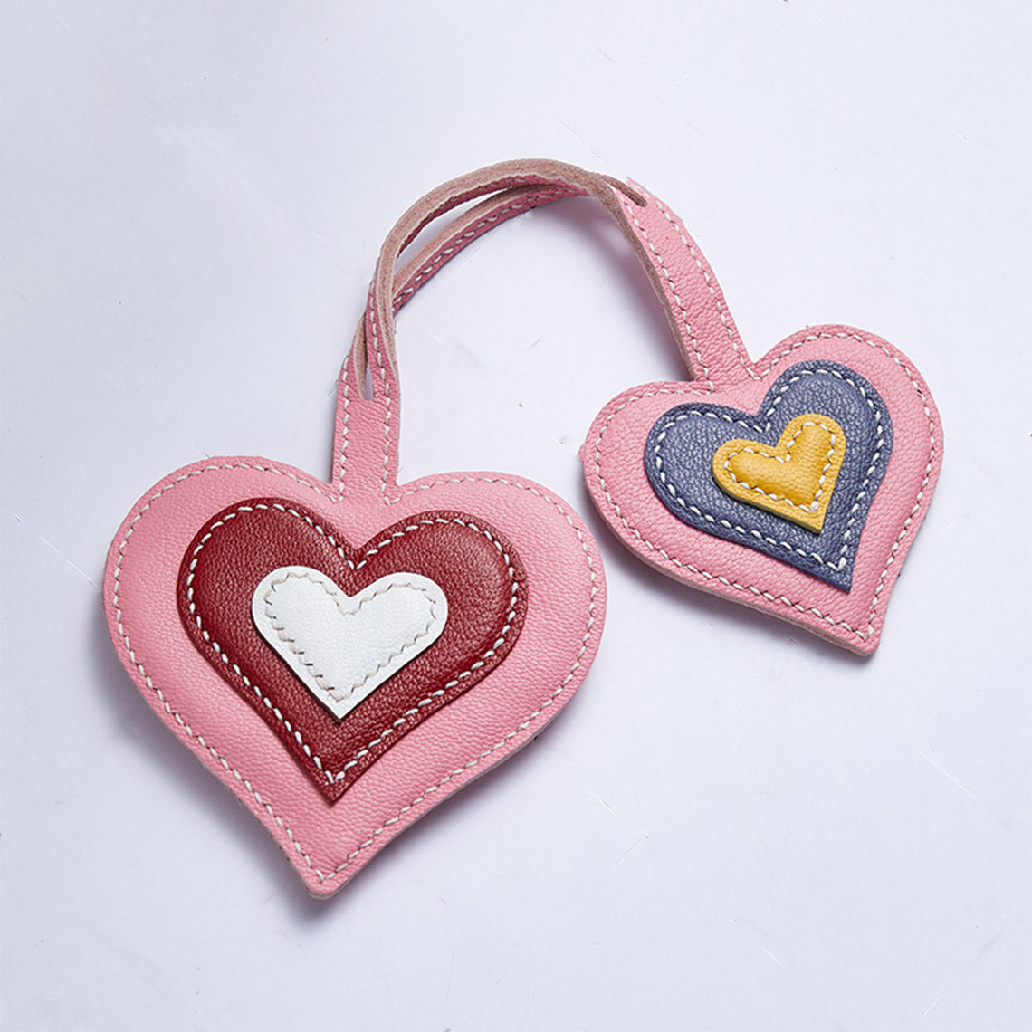 DIY Leather Double Heart Bag Charm Kit | Leather Bag Charm Making
