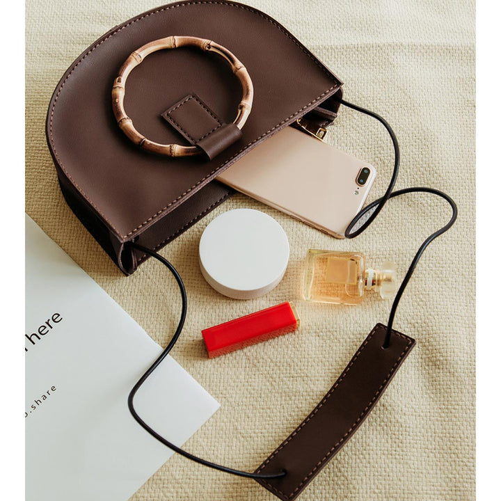 Kit DIY de bolso bandolera de cuero con asa de bambú POPSEWING®