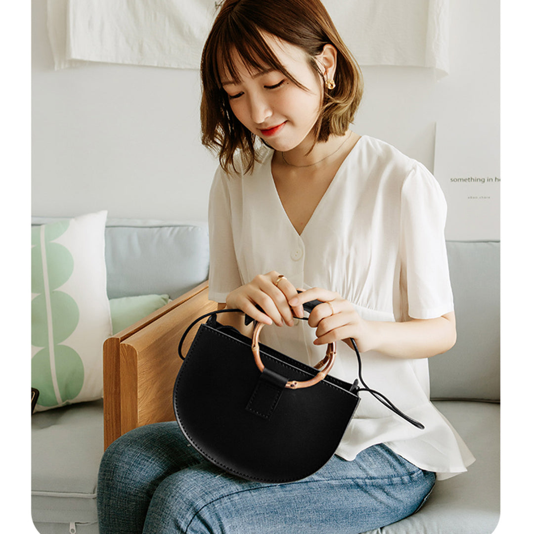 Kit DIY de bolso bandolera de cuero con asa de bambú POPSEWING®