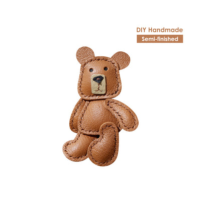Brown Bear DIY Keychain Kit | Brown Leather Bear Charm Ornament - POPSEWING™