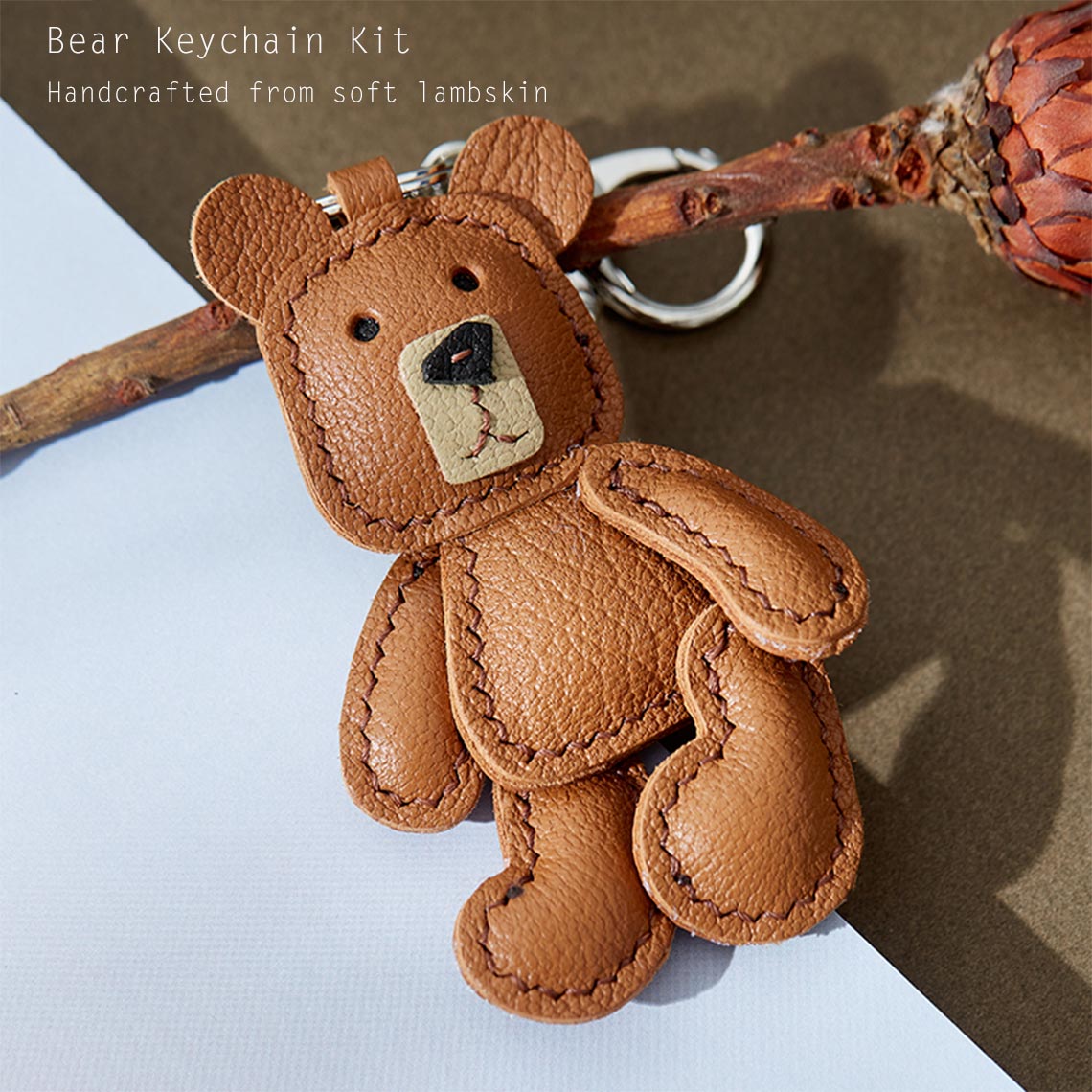Little Bear Leather Keychain Pendant Kit | Cute DIY Keychain Kits