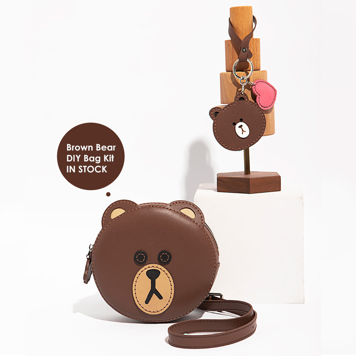 Brown Bear Keychain Set | DIY Keychain Making Supplies DIY Bear Crossbody Bag Kit | POPSEWING