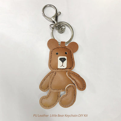 PU Faux Leather Brown Bear Keychain Charm | DIY Keychain Kits - POPSEWING™