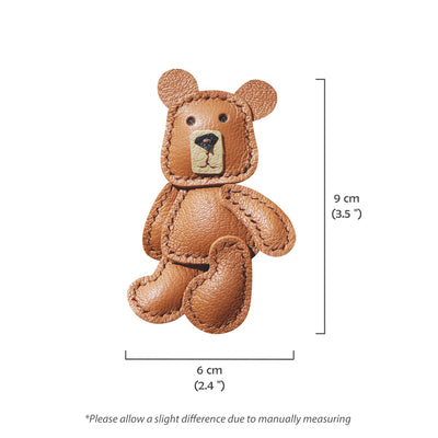 Leather Brown Bear Keychain Charm Size | DIY Keychain Kits - POPSEWING™