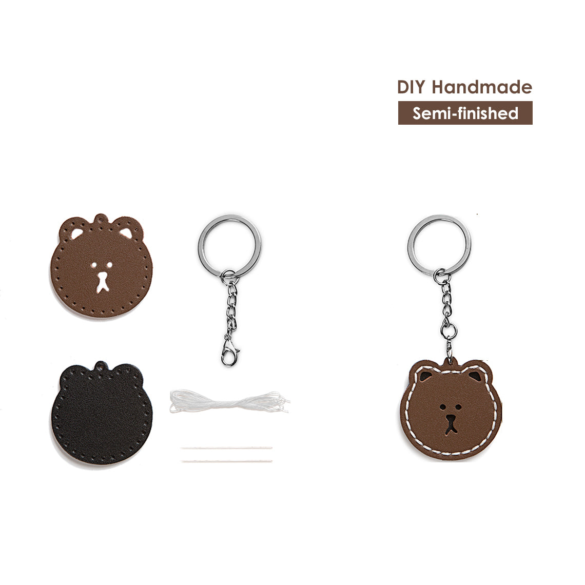 POPSEWING® Leather Brown Bear Keychain DIY Kit