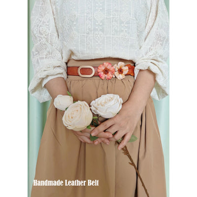 Flower Decor Leather Belt for Women | Dress Belt, Women Waist Belt - POPSEWING™ 