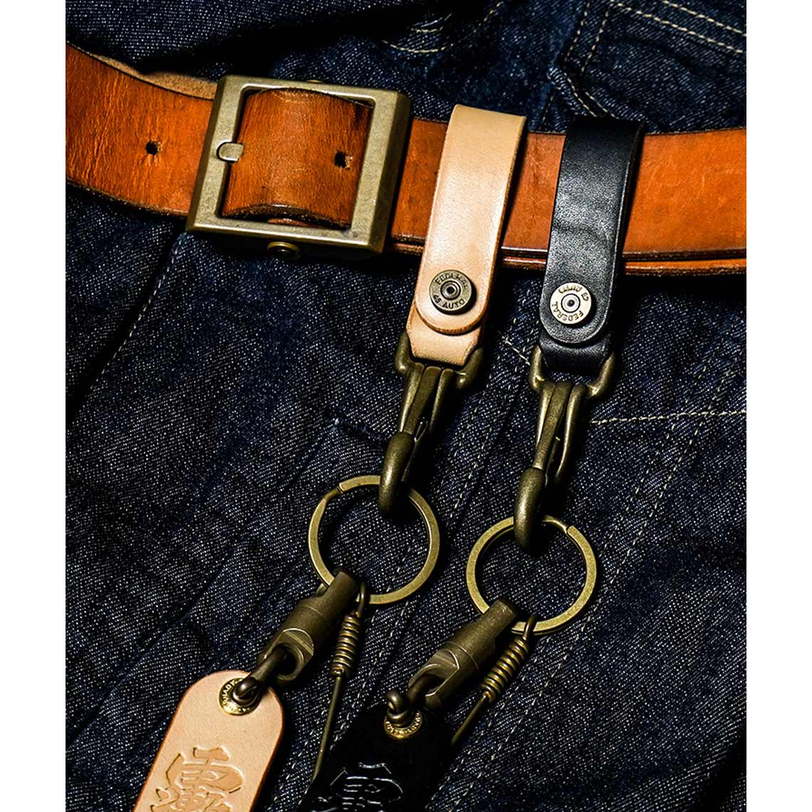 Handmade Leather Belt Loop Keychain with Swivel Eye Snap