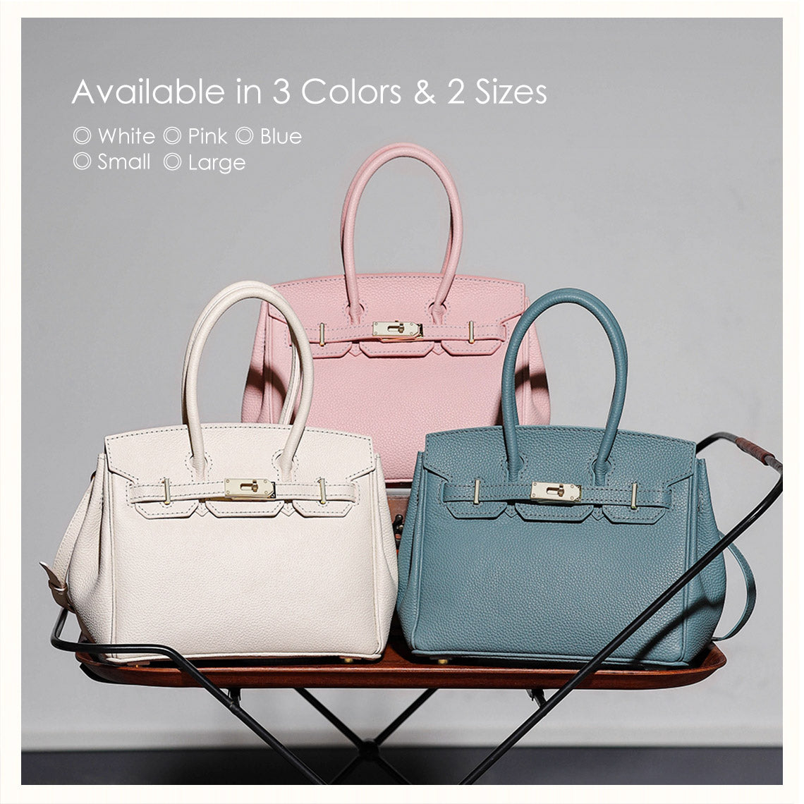 Blue & Pink & White Birkin Bag | DIY Leather handmade bag Kit | Birkin Handbag | POPSEWING™ 