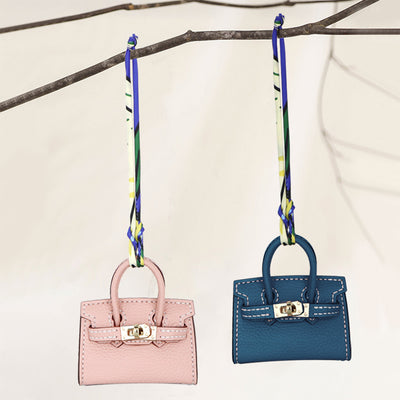 Designer Bag Charms in Pink & Blue | Luxury Leather Bag Charm Bag Accessories Handbag Pendant - POPSEWING™