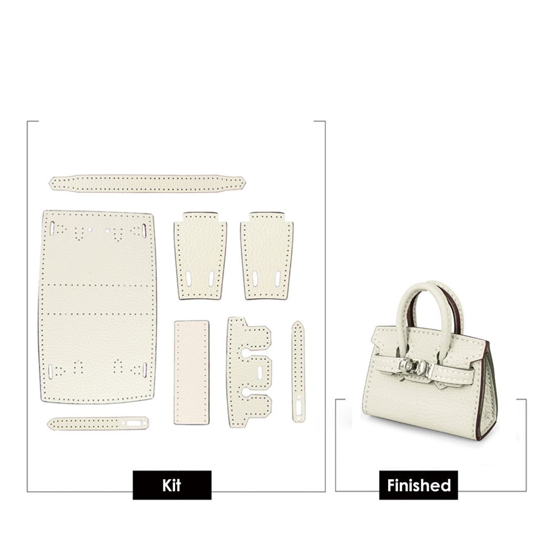 White Leather Mini Birkin Charm DIY Patterns | Fun DIY Sewing Project for Beginners- POPSEWING®