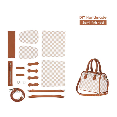 Two Tone Classic Checkered Boston Crossbody Bag Kit | DIY Leathercraft Kits - POPSEWING™