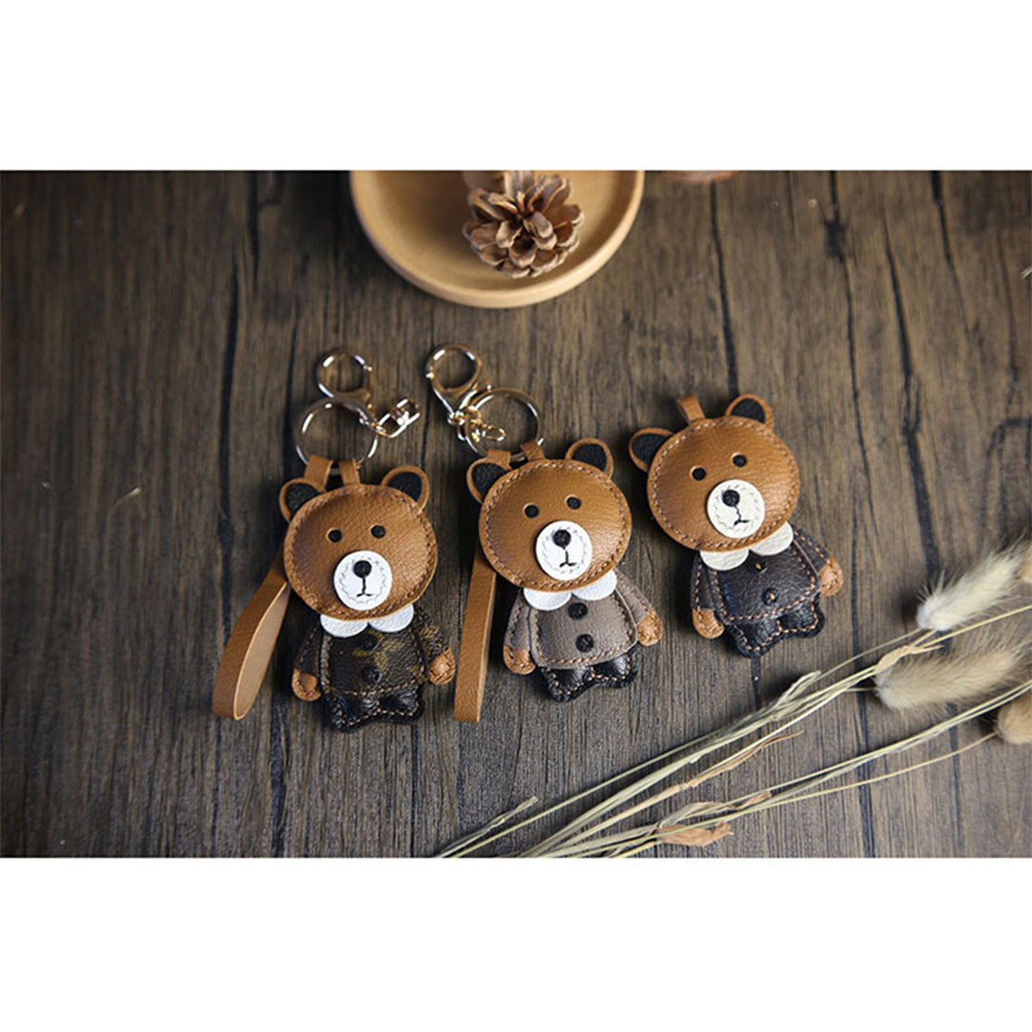 Leather Brown Bear Keychain Making Kit | Cute DIY Keychain Kits