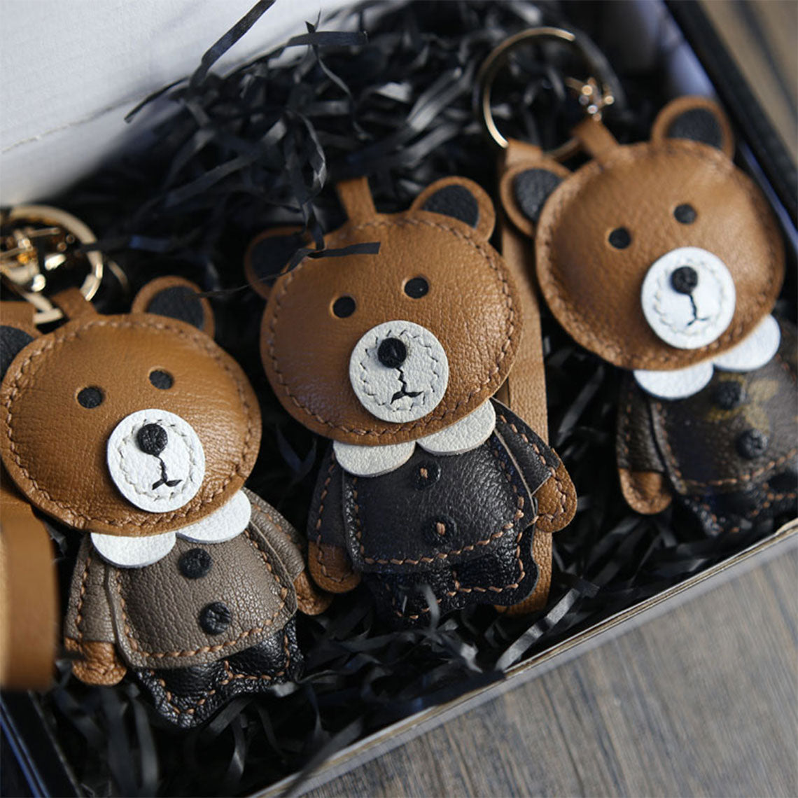 Leather Brown Bear Keychain Making Kit | Cute DIY Keychain Kits